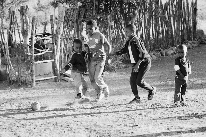 Children of the Balete Community of Lekgophung playing soccer